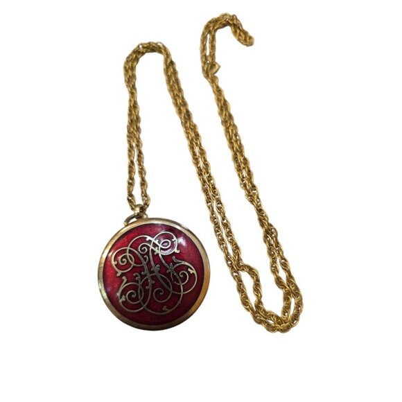 Vintage Jewelry - Vintage Enameled Decorative Pendant Necklace (A8156)